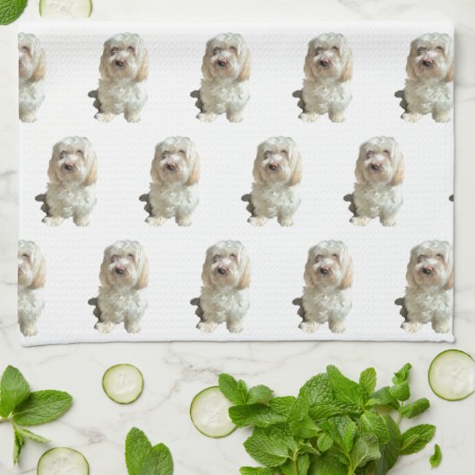 Kitchen Towel - White Havanese Dog Theedoek (Gevouwen)