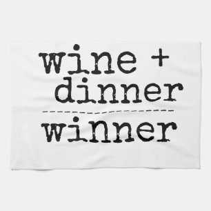 KITCHEN TOWEL WINE + DINNER WINNER FUNNY THEEDOEK