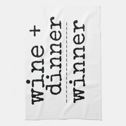 KITCHEN TOWEL WINE + DINNER WINNER FUNNY THEEDOEK (Verticaal)