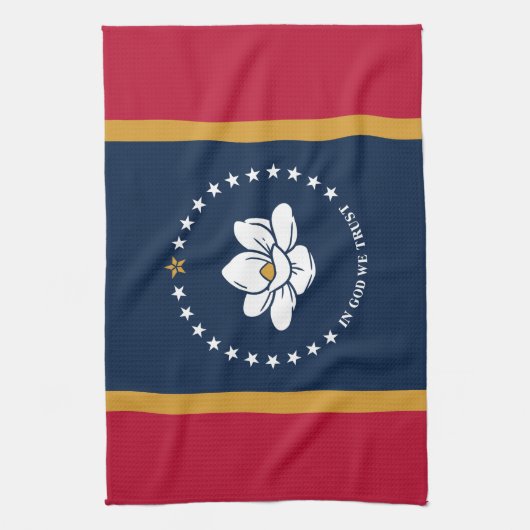 Kitchen towel with Flag of Mississippi State, USA Theedoek (Verticaal)