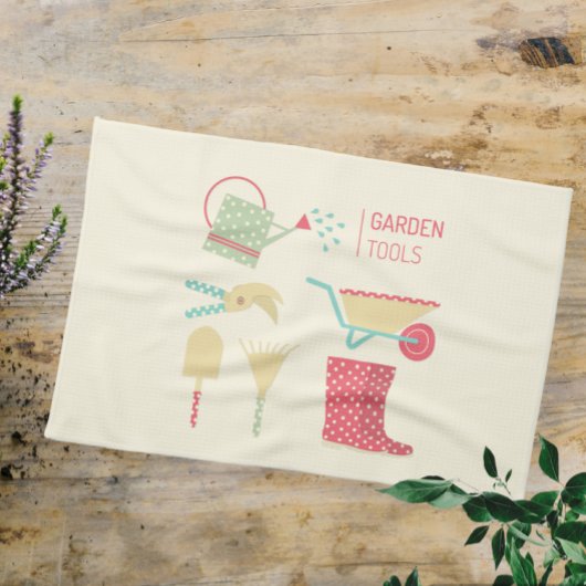 Kitchen towel with gardening tools print theedoek