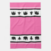 Kitchen Towel-Yellowstone Lodge 3 Beer en Bomen Theedoek (Verticaal)