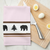 Kitchen Towel-Yellowstone Lodge 3 Beer en Bomen Theedoek (Quarter Fold)