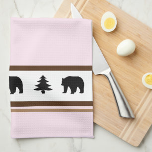 Kitchen Towel-Yellowstone Lodge 3 Beer en Bomen Theedoek