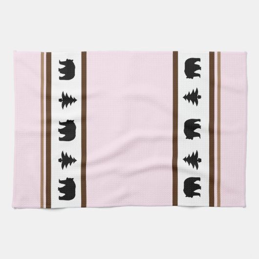 Kitchen Towel-Yellowstone Lodge 3 Beer en Bomen Theedoek (Horizontaal)