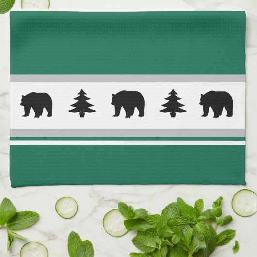 Kitchen Towel-Yellowstone Lodge 3 Beer en Bomen Theedoek (Gevouwen)
