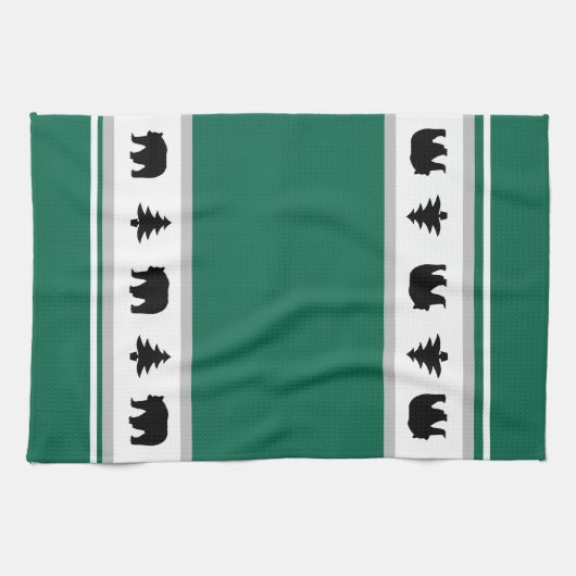 Kitchen Towel-Yellowstone Lodge 3 Beer en Bomen Theedoek (Horizontaal)