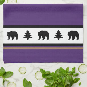Kitchen Towel-Yellowstone Lodge 3 Beer en Bomen Theedoek