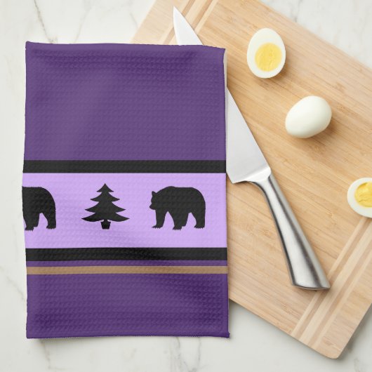 Kitchen Towel-Yellowstone Lodge 3 Beer en Bomen Theedoek (Quarter Fold)