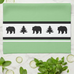 Kitchen Towel-Yellowstone Lodge 3 Beer en Bomen Theedoek