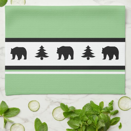 Kitchen Towel-Yellowstone Lodge 3 Beer en Bomen Theedoek (Gevouwen)