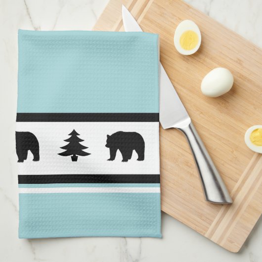 Kitchen Towel-Yellowstone Lodge 3 Beer en Bomen Theedoek (Quarter Fold)