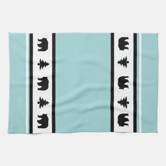 Kitchen Towel-Yellowstone Lodge 3 Beer en Bomen Theedoek (Horizontaal)