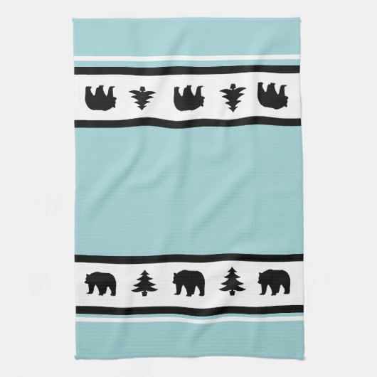 Kitchen Towel-Yellowstone Lodge 3 Beer en Bomen Theedoek (Verticaal)