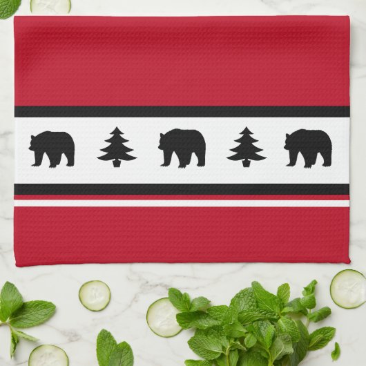 Kitchen Towel-Yellowstone Lodge 3 Beer en Bomen Theedoek (Gevouwen)