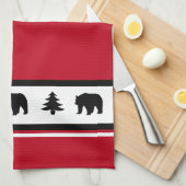 Kitchen Towel-Yellowstone Lodge 3 Beer en Bomen Theedoek (Quarter Fold)