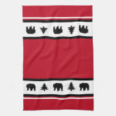 Kitchen Towel-Yellowstone Lodge 3 Beer en Bomen Theedoek (Verticaal)