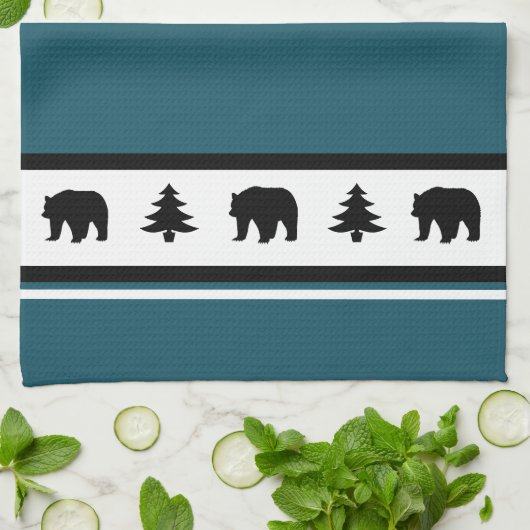Kitchen Towel-Yellowstone Lodge 3 Beer en Bomen Theedoek (Gevouwen)