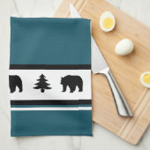 Kitchen Towel-Yellowstone Lodge 3 Beer en Bomen Theedoek (Quarter Fold)