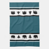 Kitchen Towel-Yellowstone Lodge 3 Beer en Bomen Theedoek (Verticaal)