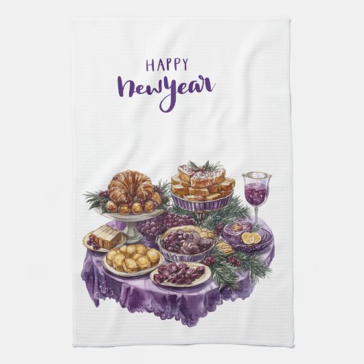 Kitchen Towels-Happy New Year Kitchen Towels Theedoek (Verticaal)
