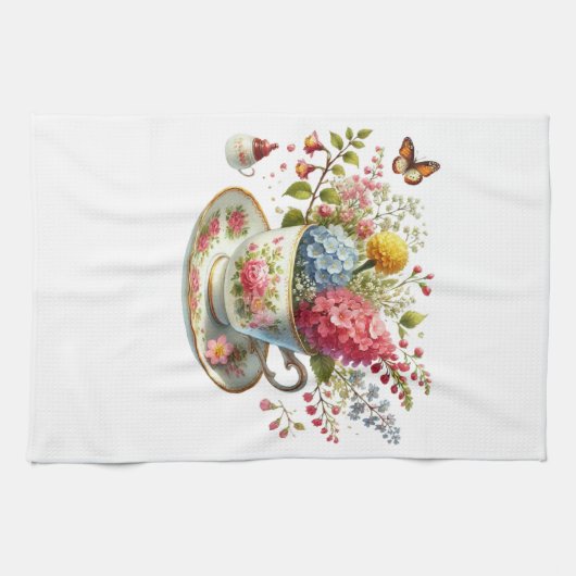 Kitchen Towels-Hello Spring Floral Kitchen Towels Theedoek (Horizontaal)