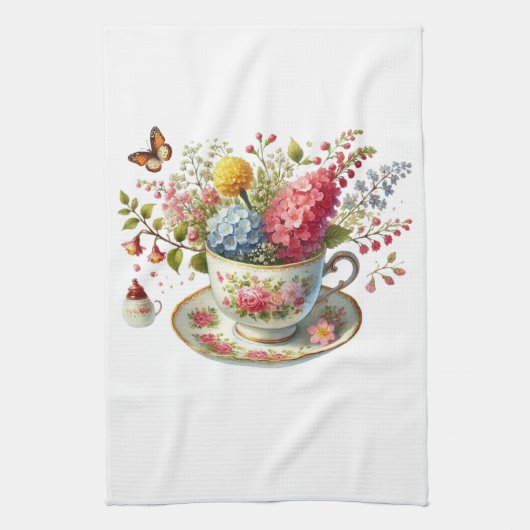 Kitchen Towels-Hello Spring Floral Kitchen Towels Theedoek (Verticaal)