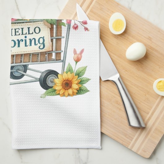 Kitchen Towels-Hello Spring Floral Kitchen Towels Theedoek (Quarter Fold)