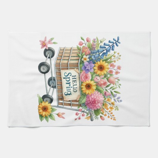 Kitchen Towels-Hello Spring Floral Kitchen Towels Theedoek (Horizontaal)