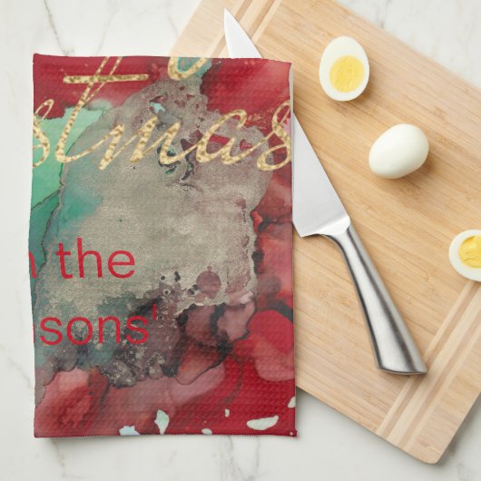 Kitchen Towels Merry kerst Colorful Gold Theedoek (Quarter Fold)
