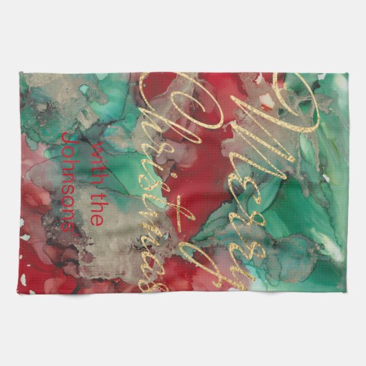 Kitchen Towels Merry kerst Colorful Gold Theedoek (Horizontaal)