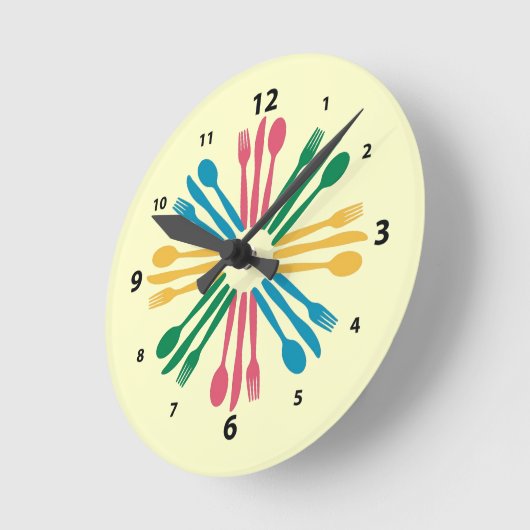 Kitchen Utensils Wall Clock Ronde Klok (Hoek)