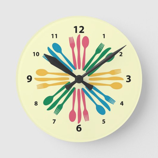 Kitchen Utensils Wall Clock Ronde Klok (Voorkant)