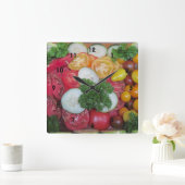 Kitchen Veggie Clock Vierkante Klok (Huis)