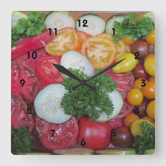 Kitchen Veggie Clock Vierkante Klok (Voorkant)
