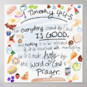 Kitchen Verse - 1 Timothy 4:4-5 Poster (Voorkant)