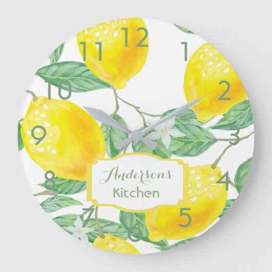 Kitchen wall clock lemons name grote klok (Voorkant)