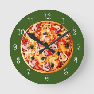 Kitchen Wall Clocks Pizza Theme Ronde Klok