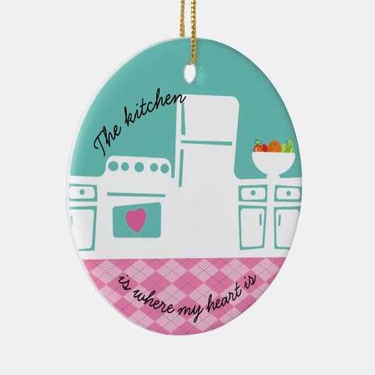 Kitchen where my heart is baker cooking Christmas Keramisch Ornament (Rechts)