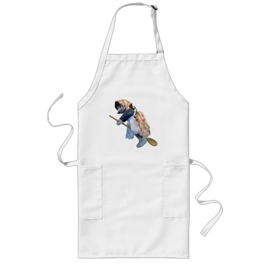 Kitchen Witch Riding Spoon Apron Lang Schort (Voorkant)