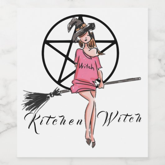 Kitchen Witch Wijn Etiket (Enkel label)