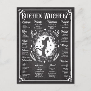 Kitchen Witchery Magic Knowledge Chart  Briefkaart