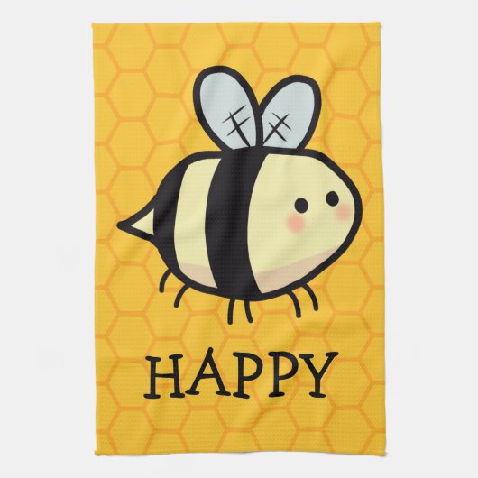 Kitchendoek Bee Happy Theedoek (Verticaal)