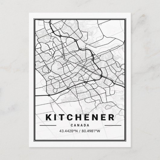 Kitchener Ontario Canada Travel City Map Poster Briefkaart (Voorkant)