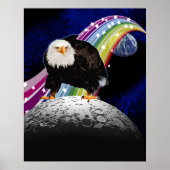 Kitchy Cool Lunar Rainbow USA Eagle Moon Landing Poster (Voorkant)