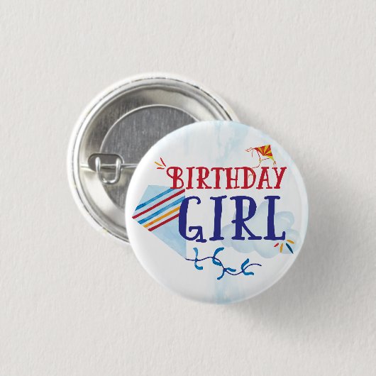 Kite Birthday Girl Button (Voorkant /achterkant)