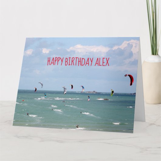 Kite Boarding Race Happy Birthday gepersonaliseerd Kaart (Voorkant)