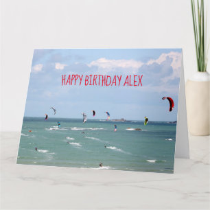 Kite Boarding Race Happy Birthday gepersonaliseerd Kaart