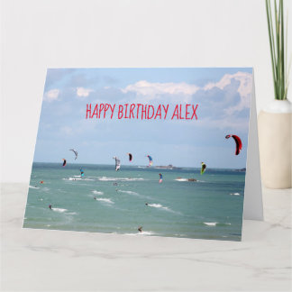 Kite Boarding Race Happy Birthday gepersonaliseerd Kaart