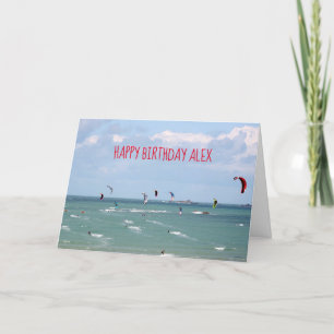 Kite Boarding Race Happy Birthday gepersonaliseerd Kaart